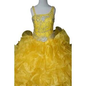 NEW LITTLE ROSIE girl's glitz pageant maxi dress in yellow